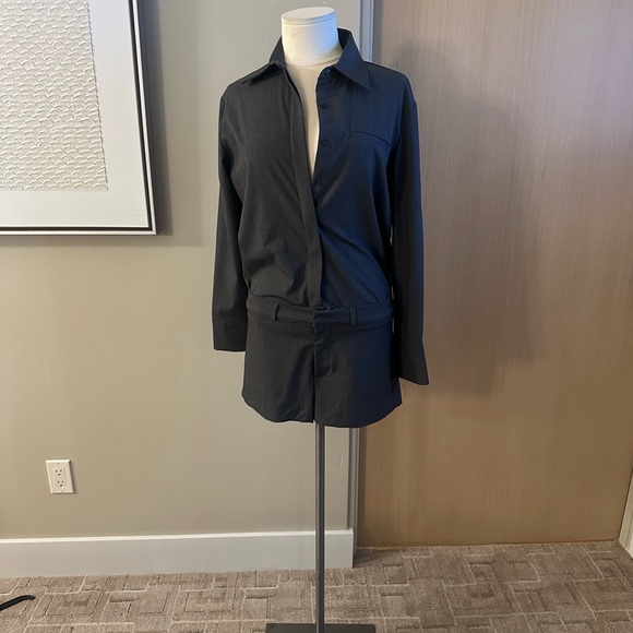 Dark grey Button-Up Shirt and Matching Shorts Set - Picture 15 of 15